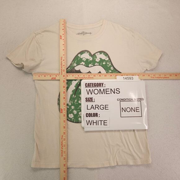 Rolling Stones Band Crew Neck Short Sleeve Graphic T Shirt Womens Size L White - Picture 6 of 11